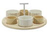 Set Antipastiera Con 6 Ciotoline Su Vassoio Base In Bamboo ⌀29cm Per Antipasti Snack