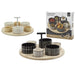 Set Antipastiera Con 6 Ciotoline Su Vassoio Base In Bamboo ⌀29cm Per Antipasti Snack