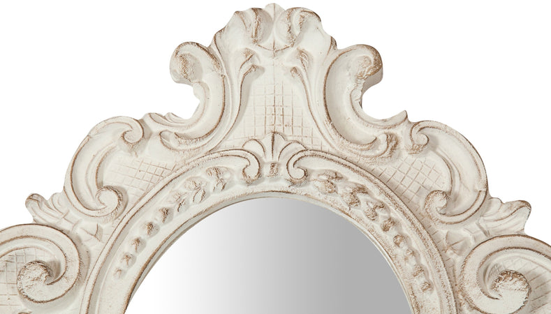 Biscottini Specchiera da parete in legno finitura bianco anticato L32xPR3,5xH38 cm Made in Italy