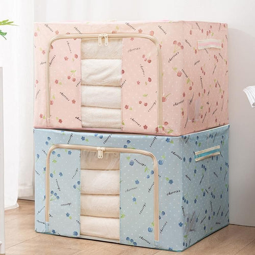 Borsa Portaoggetti Multifunzionale Pieghevole Tessuto Con Finestra Manici 66lt 50x40x33cm