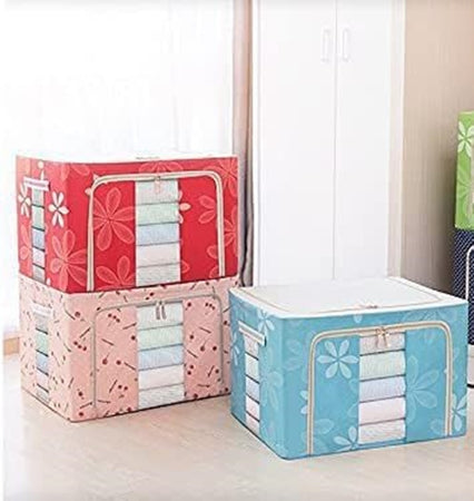 Borsa Portaoggetti Multifunzionale Pieghevole Tessuto Con Finestra Manici 66lt 50x40x33cm