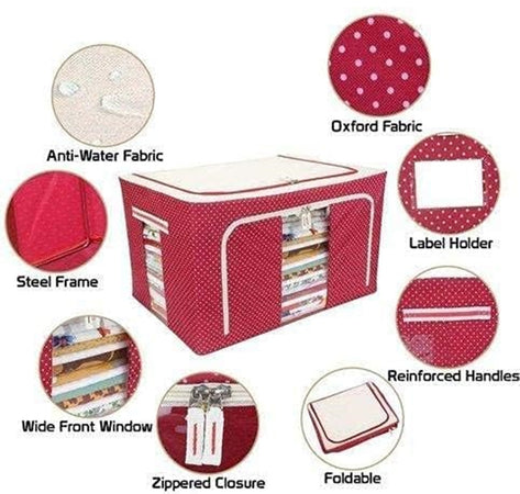 Borsa Portaoggetti Multifunzionale Pieghevole Tessuto Con Finestra Manici 66lt 50x40x33cm