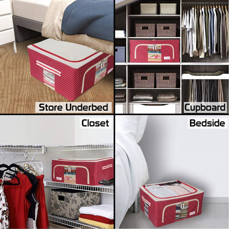 Borsa Portaoggetti Multifunzionale Pieghevole Tessuto Con Finestra Manici 66lt 50x40x33cm