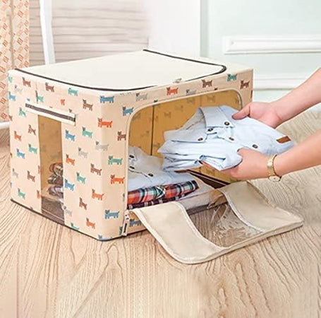 Borsa Portaoggetti Multifunzionale Pieghevole Tessuto Con Finestra Manici 66lt 50x40x33cm