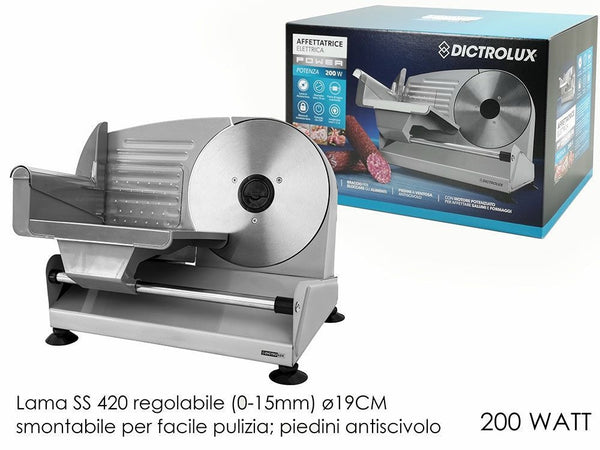 Affettatrice Elettrica 200w Affetta Taglia Salumi Pane Formaggio Lama 19cm Casa In Acciaio