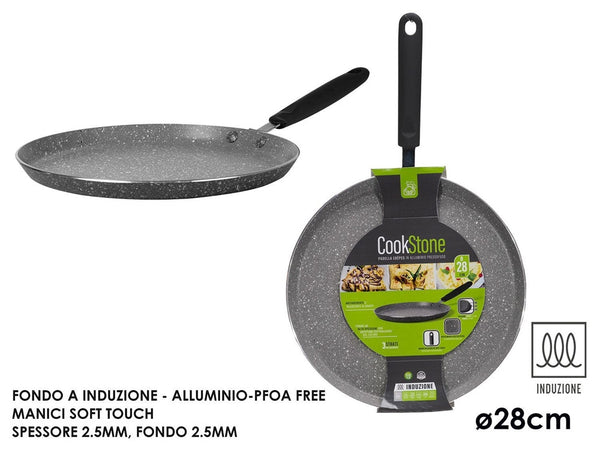 Padella Crepes ⌀28cm In Alluminio Pressofuso Antiaderente Effetto Pietra Induzione