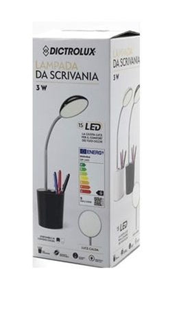 Lampada Da Tavolo Scrivania Con Portapenne 3 Watt 15led 16v A Luce Calda In 2 Colori