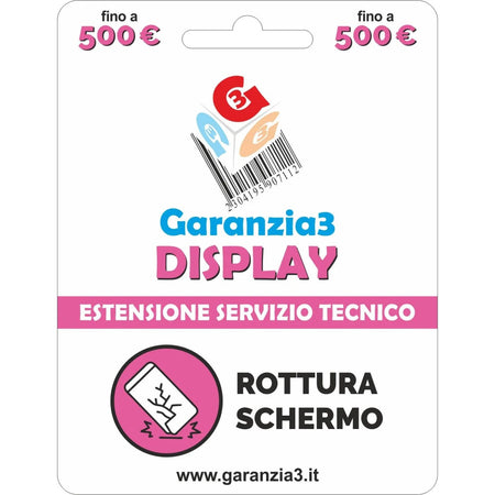 Garanzia 3 Display 500 - Danno Accidentale Display Smartphone, Tablet e Notebook fino a 500,00 Euro