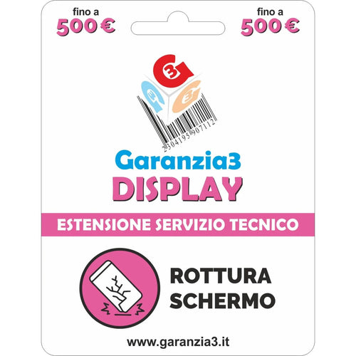 Garanzia 3 Display 500 - Danno Accidentale Display Smartphone, Tablet e Notebook fino a 500,00 Euro