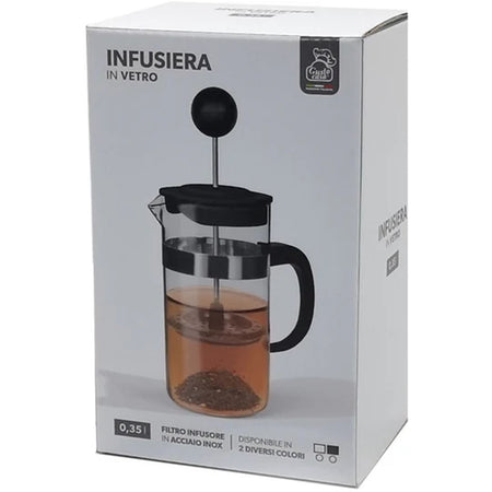 Tisaniera Infusiera In Vetro Capacità 350ml Filtro Infusore In Acciaio Inox 2 Colori