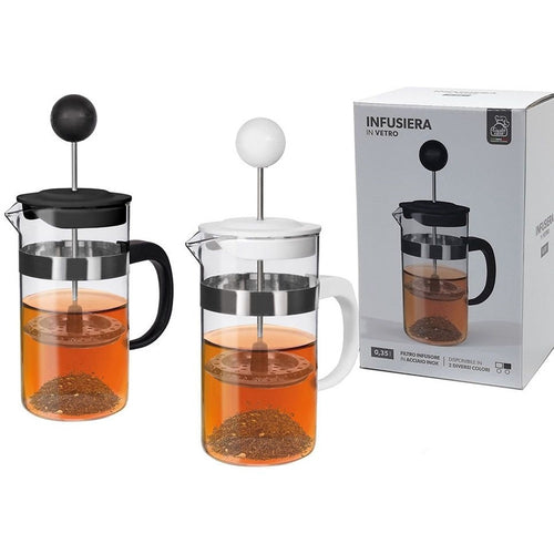 Tisaniera Infusiera In Vetro Capacità 350ml Filtro Infusore In Acciaio Inox 2 Colori