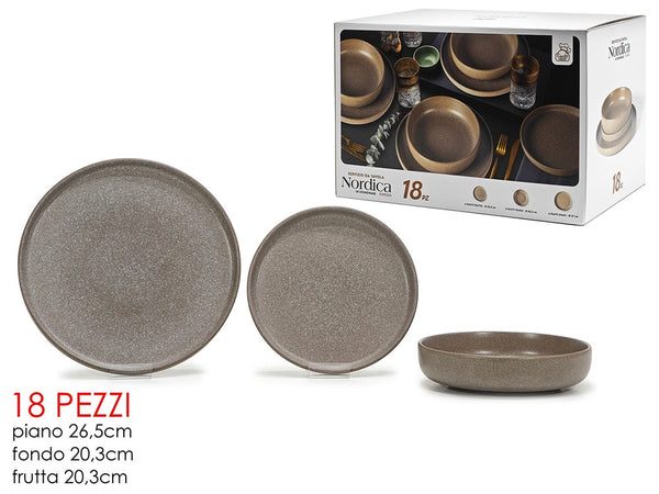 Set Servizio Da Tavola Di Piatti In Stoneware 18 Pezzi Design Nordico Elegante In 2 Colori