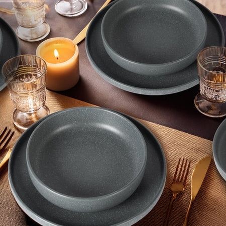 Set Servizio Da Tavola Di Piatti In Stoneware 18 Pezzi Design Nordico Elegante In 2 Colori