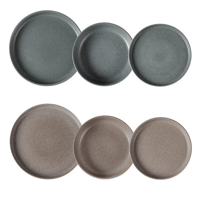 Set Servizio Da Tavola Di Piatti In Stoneware 18 Pezzi Design Nordico Elegante In 2 Colori