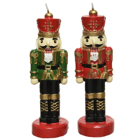 Candela a forma di schiaccianoci decorativa in cera h 20 cm