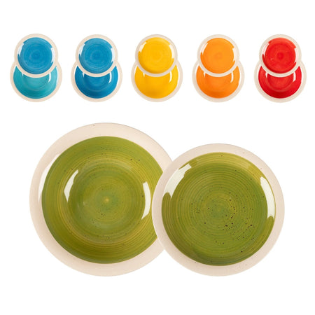 Set Servizio Di Piatti Stile Rustico Country Chic In Stoneware 12pz Da Tavola Multicolore