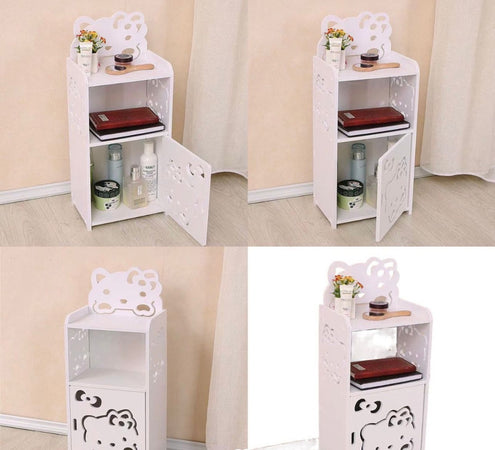 Mobiletto Design Gatto Kitty Legno Comodino Moderno Portaoggetti Soggiorno Camera Bambini