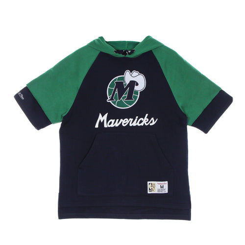 MITCHELL & NESS Felpa Cappuccio Manica Corta Uomo Nba Fleece Hoodie Hardwood Classics Dalmav Original Team Colors da uomo