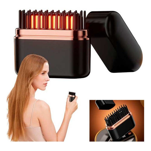 Mini Spazzola Pettine Lisciante Capelli Portatile Usb Senza Fili Con Controllo Temperatura