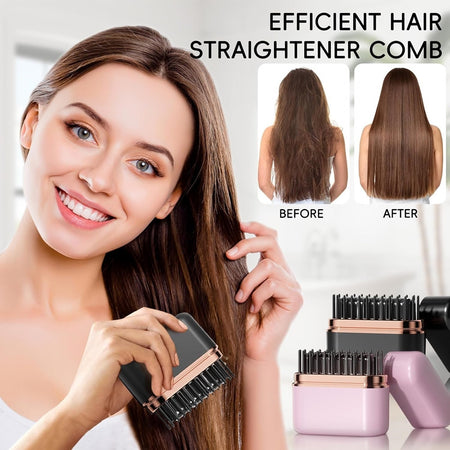 Mini Spazzola Pettine Lisciante Capelli Portatile Usb Senza Fili Con Controllo Temperatura