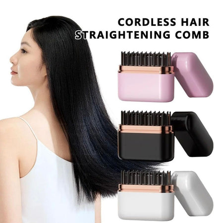 Mini Spazzola Pettine Lisciante Capelli Portatile Usb Senza Fili Con Controllo Temperatura