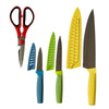 Set 3 Coltelli Chef Frutta Multiuso Con Coprilama + Forbici In Acciaio Utensili Da Cucina