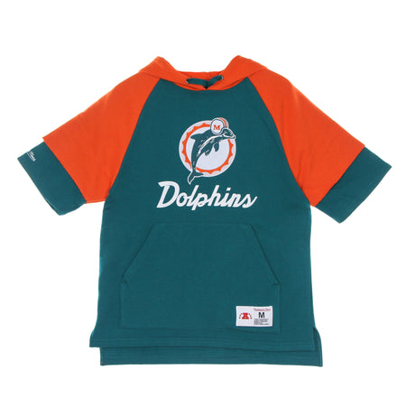 MITCHELL &amp; NESS Felpa Cappuccio Manica Corta Uomo Nfl Fleece Hoodie Miadol Blue da uomo