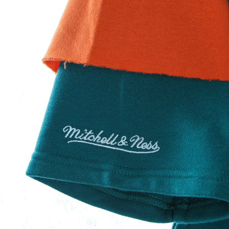 MITCHELL &amp; NESS Felpa Cappuccio Manica Corta Uomo Nfl Fleece Hoodie Miadol Blue da uomo