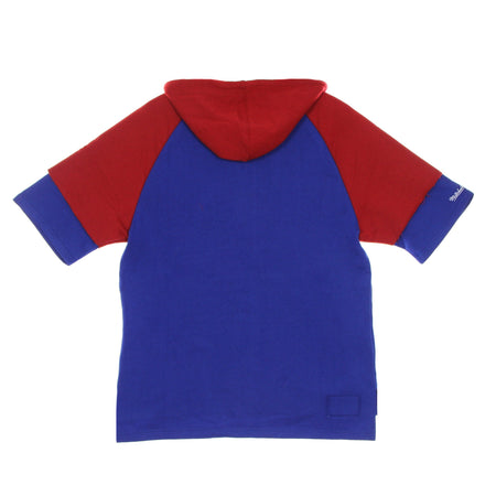 MITCHELL &amp; NESS Felpa Cappuccio Manica Corta Uomo Nfl Fleece Hoodie Neepat Royal Blue da uomo