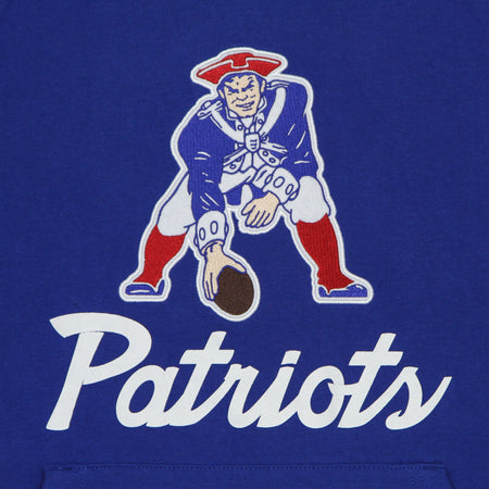 MITCHELL &amp; NESS Felpa Cappuccio Manica Corta Uomo Nfl Fleece Hoodie Neepat Royal Blue da uomo