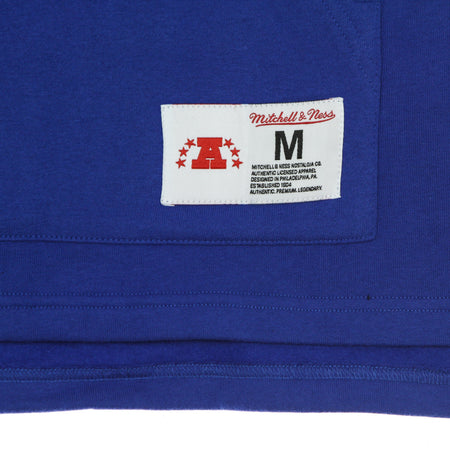 MITCHELL &amp; NESS Felpa Cappuccio Manica Corta Uomo Nfl Fleece Hoodie Neepat Royal Blue da uomo
