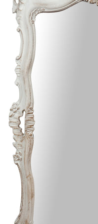 Biscottini Specchiera da parete in legno finitura bianco anticato L66xPR7xH118 cm Made in Italy