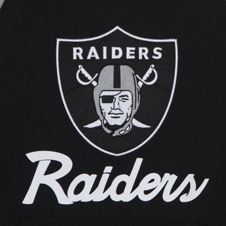 MITCHELL &amp; NESS Felpa Cappuccio Manica Corta Uomo Nfl Fleece Hoodie Oakrai Black da uomo