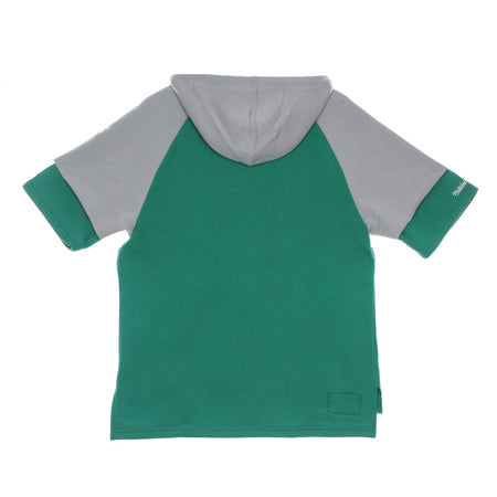 MITCHELL &amp; NESS Felpa Cappuccio Manica Corta Uomo Nfl Fleece Hoodie Phieag Dark Green da uomo