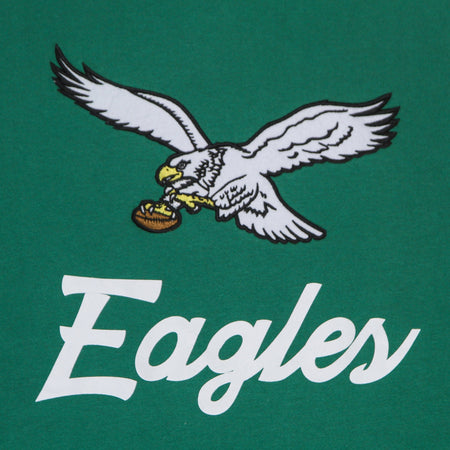 MITCHELL &amp; NESS Felpa Cappuccio Manica Corta Uomo Nfl Fleece Hoodie Phieag Dark Green da uomo