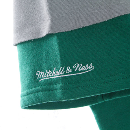 MITCHELL &amp; NESS Felpa Cappuccio Manica Corta Uomo Nfl Fleece Hoodie Phieag Dark Green da uomo