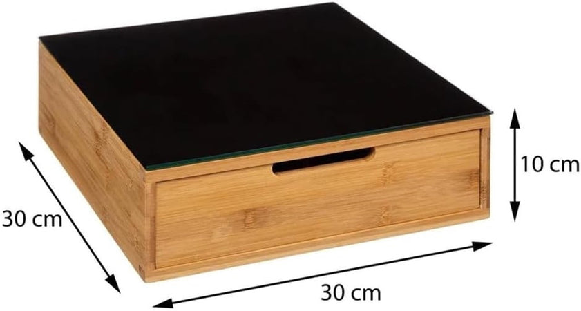 Portacapsule Bambù Con Cassetto 4 Scomparti Organizzatore Capsule Cialde Caffè Tisane Tè