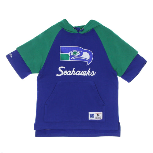 MITCHELL & NESS Felpa Cappuccio Manica Corta Uomo Nfl Fleece Hoodie Seasea Royal Blue da uomo