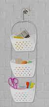Portaoggetti Con Gancio 3 Contenitori Salvaspazio Cestino Bagno Sospeso In Plastica 70 Cm