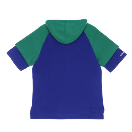 MITCHELL &amp; NESS Felpa Cappuccio Manica Corta Uomo Nfl Fleece Hoodie Seasea Royal Blue da uomo