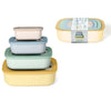 Set 4pz Contenitori Rettangolari Coperchi Ermetici Salvaspazio In Plastica In 4 Colori