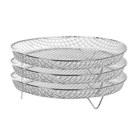 Set Da 3 Griglie In Acciaio Inox Per Friggitrice Ad Aria H4,5 Cm X ø20 Cm Impilabili