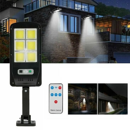 Faro Lampione Stradale Pannello Solare Fotovoltaico Sensore 6 Led Cob Con Telecomando