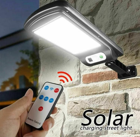 Faro Lampione Stradale Pannello Solare Fotovoltaico Sensore 6 Led Cob Con Telecomando