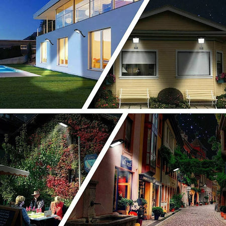 Faro Lampione Stradale Pannello Solare Fotovoltaico Sensore 6 Led Cob Con Telecomando