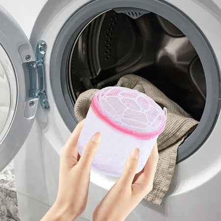 Salvareggiseno Con Cerniera Pieghevole In Rete Per Lavatrice Biancheria Custodia ø15xh13cm