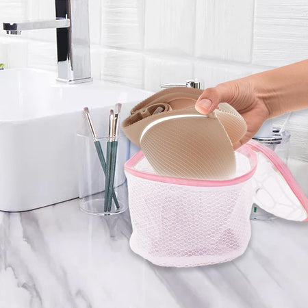 Salvareggiseno Con Cerniera Pieghevole In Rete Per Lavatrice Biancheria Custodia ø15xh13cm