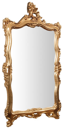 Biscottini Specchiera da parete in legno finitura foglia oro anticato L66xPR7xH118 cm Made in Italy