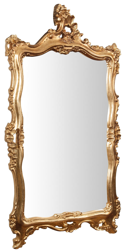 Biscottini Specchiera parete legno foglia oro anticato Biscottini 66x7x118 Made Italy