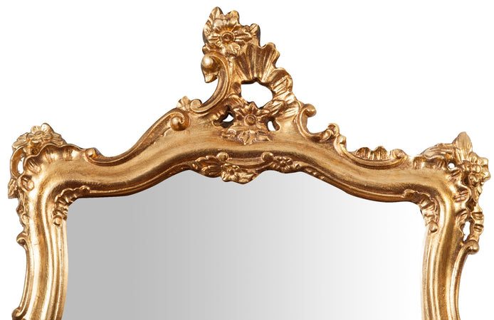 Biscottini Specchiera da parete in legno finitura foglia oro anticato L66xPR7xH118 cm Made in Italy